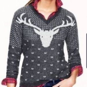 J Crew Factory Holiday Reindeer sweater Gray S